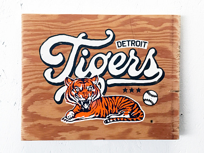 Detroit Tigers Sign baseball detroit screen print tigers wood sign