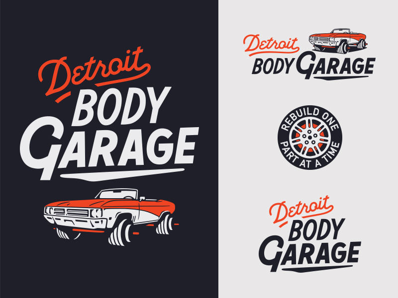 Detroit Body Garage automotive sign painter branding logo