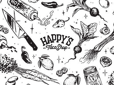 Happy's Taco Shop food truck illustration