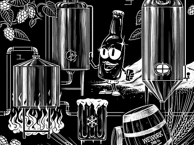 Brew Process Mural illustration