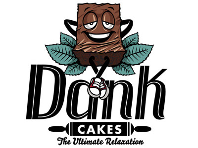 Dank Cakes brownie cartoon character dank cakes logo