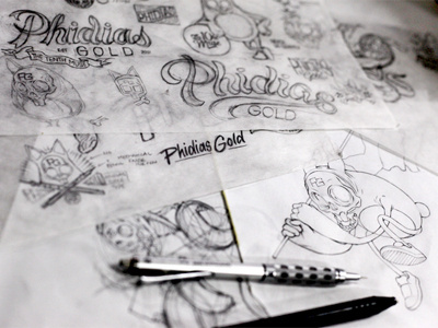 Phidias Gold (w12) Sketches apparel design hand lettering illustration logo phidias gold sketches typography