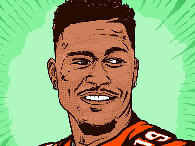 Cincinnati Bengal's WR Auden Tate bengals cincinnati cincinnati bengals design draw hand hand drawn illustration illustration art wacom cintiq