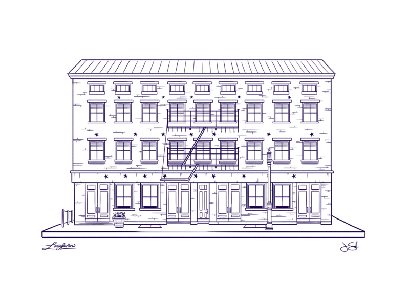 Longfellow, Over the Rhine, Cin. architecture building cincinnati design draw hand hand drawn illustration illustration art wacom cintiq