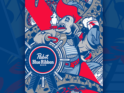Pabst Blue Ribbon Can Art 2020 beer beer art beer branding beer can design draw fish illustration illustration art logo sea wacom cintiq