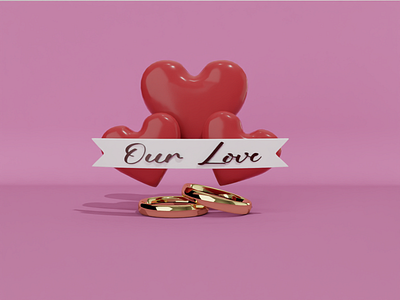 Our Love 3d branding design illustration