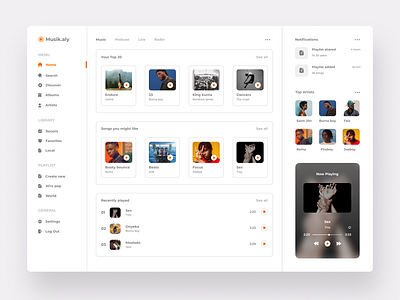 Musikaly dashboard