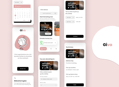 Giva- Clothes donation system app branding challenge contest design icon illustration minimal minimalist mobile typography ui ux