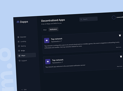 Dappa; Opt-in for dApp notifications. branding crypto dashboard defi design icon illustration logo minimal product typography ui ux vector