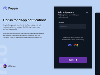 Dappa; Signature and social tag modal branding crypto dashboard decentralized defi design icon illustration logo minimal typography ui ux vector web3