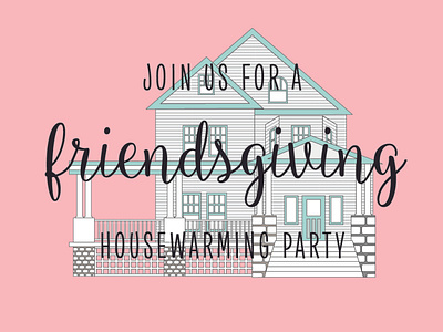 Friendsgiving Invitation architecture card design design event house illustration illustration party stationery vector