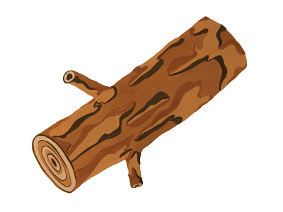 Log gouache illustration painting paper timber twin peaks wood