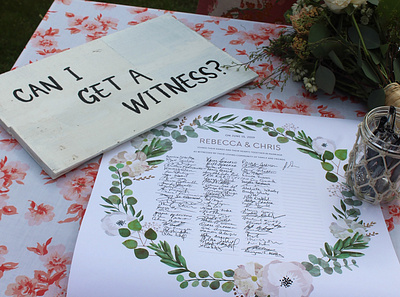 Can I Get a Witness? hand lettering hand painted paint signage wedding wood