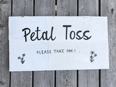 Petal Toss beach hand lettering paint reclaimed signage sustainable wedding wood