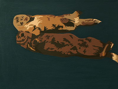 Spirit Animal acrylic animal canvas golden sea otter painting pop art