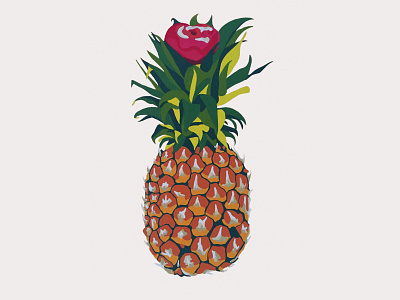 Plum in Pineapple acrylic canvas fruit kitchen painting pineapple plum pop art