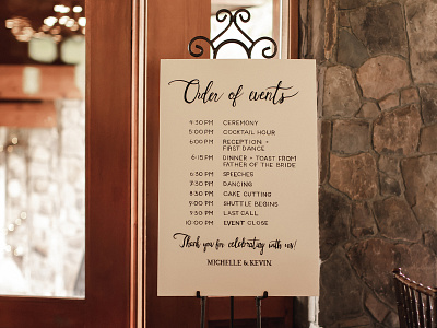 Poconos Wedding - Order of Events acrylic design flat hand lettering illustration paint painting signage typography wedding