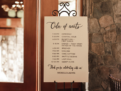 Poconos Wedding - Order of Events