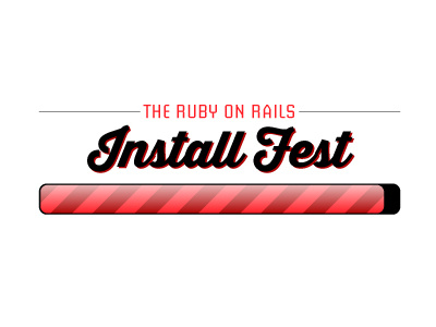 Rails Install Fest black design event logo red ruby on rails