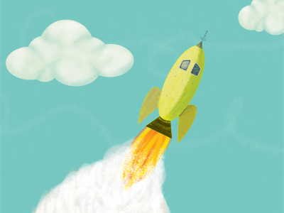 Rocket Blast clouds illustration kids rocket