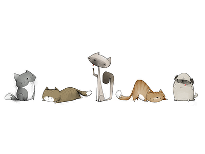 Odd animals cat characters childrens illustration digital colour dog hand drawn wacom