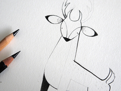 Little Stag animals character creature deer forest illustration monochrome sketch stag