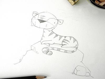 Little Tiger animals big cat character creature illustration jungle monochrome sketch tiger