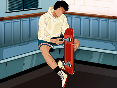 Skater boy illustration skateboarding