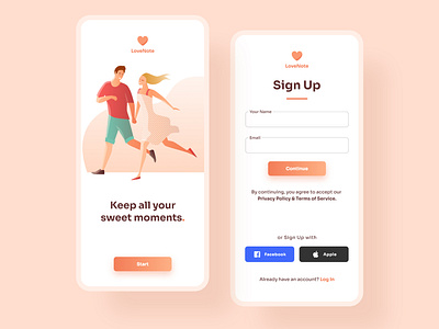 Sign Up Screen for Couple App