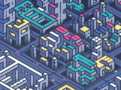 small town city illustration ipad isometric midgraph minimal procreate