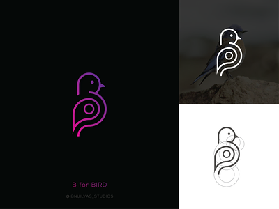 B for BIRD art branding design flat icon illustration illustrator logo minimal vector