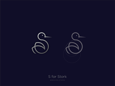 s for stork art branding design flat icon illustration illustrator logo minimal vector