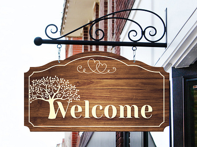 Welcome Sign 25X14cm Mockup