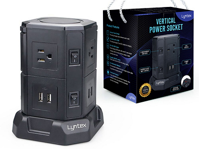 USB Power Socket Package box package design device package design dielines photographic package design product package usb power socket package