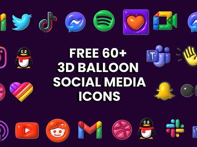 Free 60+ 3D Balloon Social Media icons