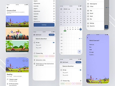 Calendar app animation calendar calendar app clock date figma ui free free ui freebie function management remind reminder task task manager time time management ui ui design ux