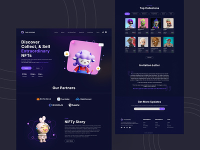 NFT Collection Website 3d creative ui crypto cryptoart dark dark mode design figma marketplace nft nft deshboard nft landing page nft ui nft web nft website nfts studio token ui design web design