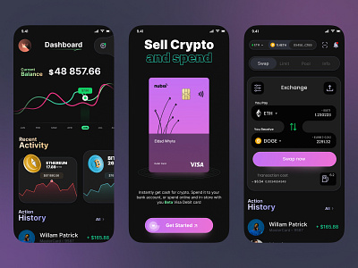 Crypto wallet - Mobile app app app design bitcoin blockchain clean crypto crypto card crypto currency cryptocurrency dark mode eth figma freebie mobile app mobile app design mobile design online payment ui design ux wallet