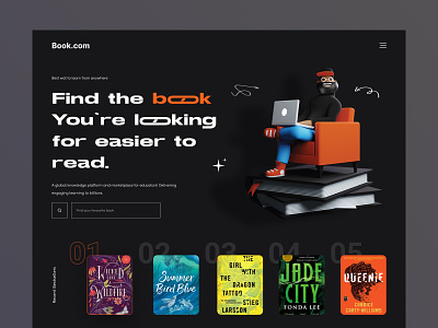 Book Store Web Design 3d audio book book book store books clean design ebook hero section homepage illustrations novel online book read store typography ui ux web design website
