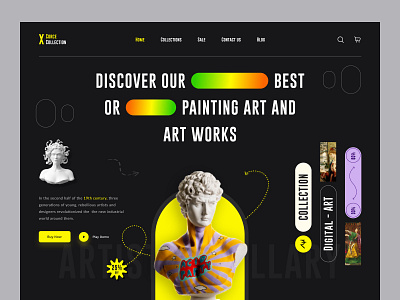 XCorce Collection - Artistry Website Design 3d art artist binance branding coin consultancy crypto crypto wallet ethereum hero section landing marketplace minimalist nft nft marketplace painting ui web design website design