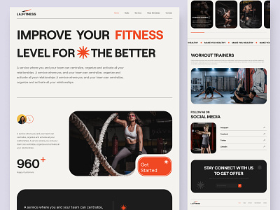La-Fitness - Gym and Fitness Landing Page bold design brutalism cardio coach crossfit exercise fitness gym healthy landing page marathon muscle personal trainer running sport web website website design workout yoga