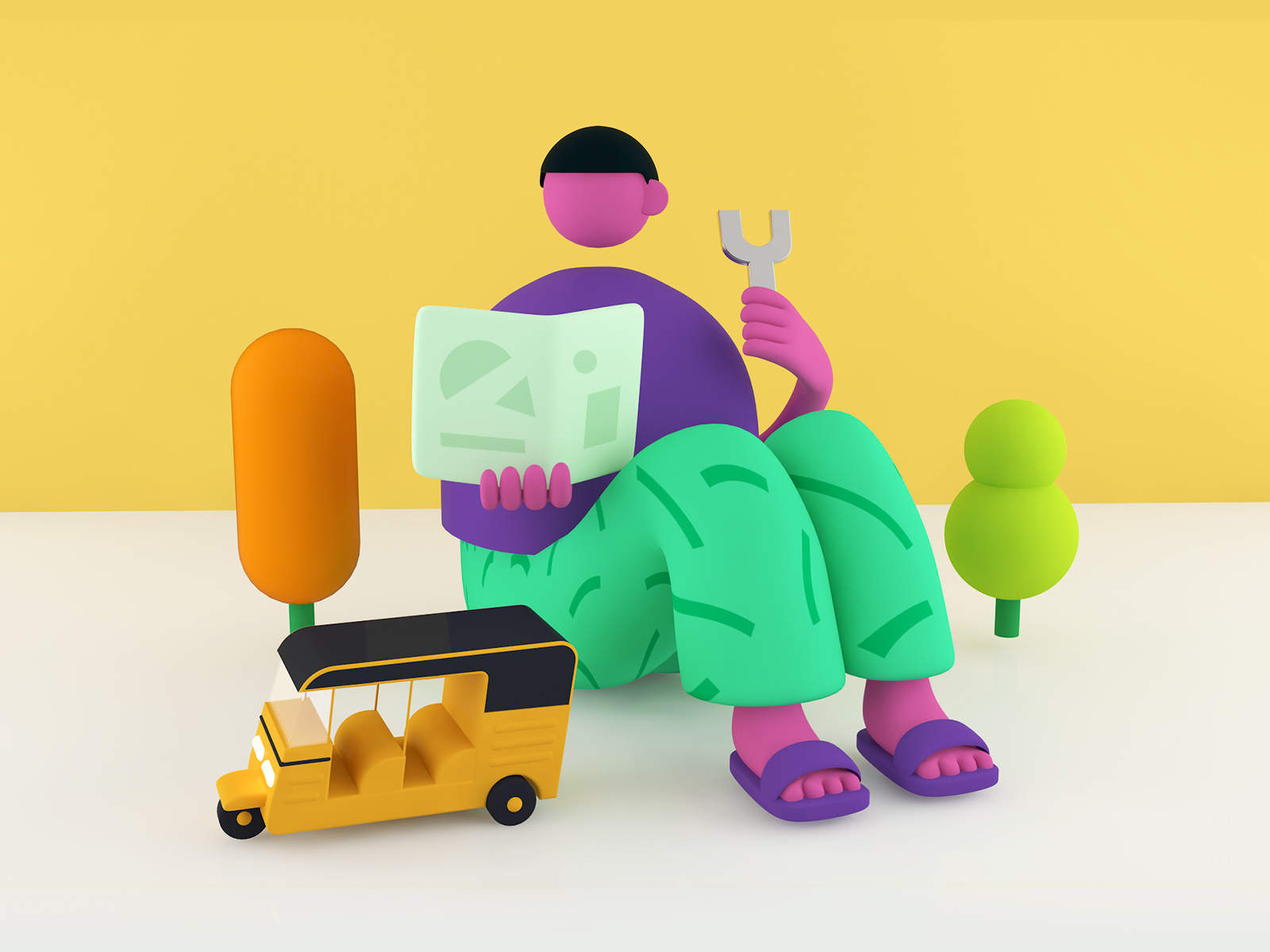 fixing-a-car-by-molliu-on-dribbble