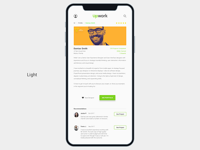 Upwork Freelancer Profile View Light design mobile app theme ui web app