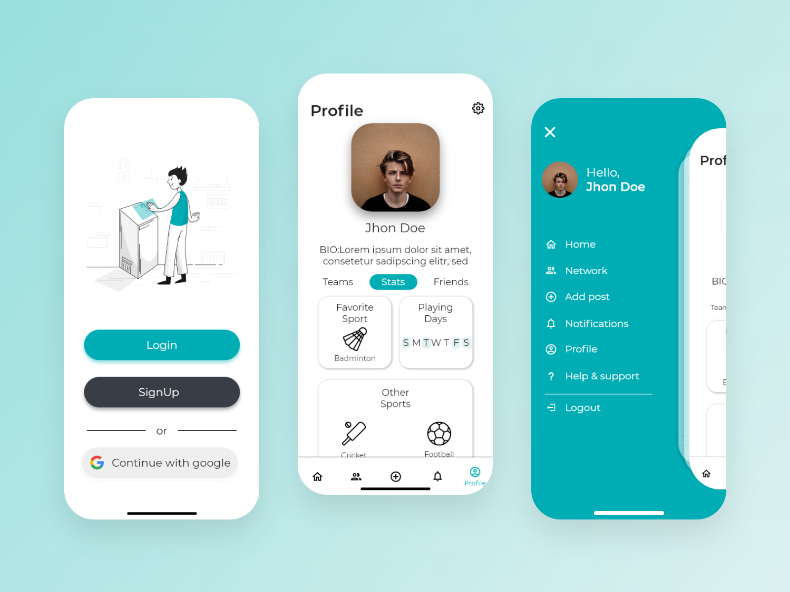 sports app - UI by Hayat Tamboli on Dribbble