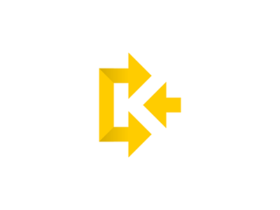 K (yellow) alphabet arrow brand direction icon inkscape logo negative space smart logo yellow