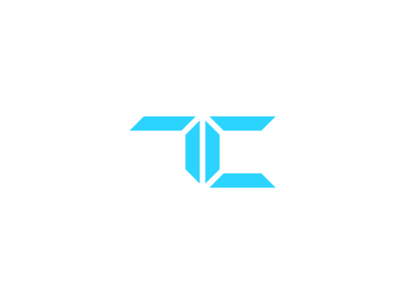 TC segment flat inkscape tecnology tech initial monogram logo cyan blue digital tc