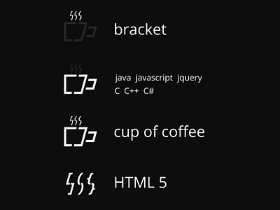 Code Bracket Coffee (philosophy) art bracket c code coffee cup html html5 inkscape j java logo