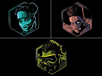 Apex Legends characters. Lifeline, Bangalore, Caustic art design icon illustration illustrator logo ui vector