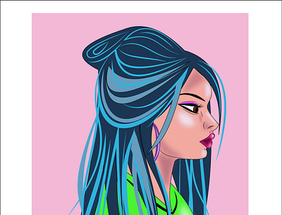 Blue Heared Girl. design illustration