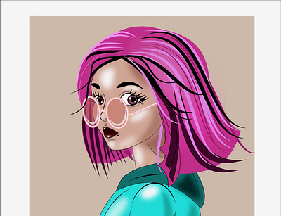 Girl with Pink Hear. design illustration